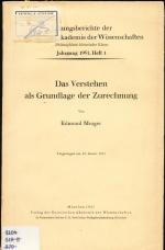 Das Verstehen als Grundlage der Zurechnung Vorgetragen am 12. Januar 1951