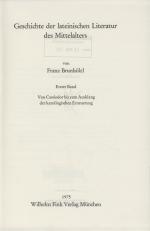 Geschichte der lateinischen Literatur des Mittelalters Erster Band: Von Cassiodor bis zum Ausklang der karolingischen Erneuerung