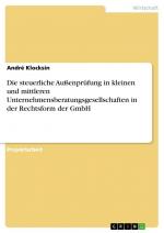 Die steuerliche Außenprüfung in kleinen und mittleren Unternehmensberatungsgesellschaften in der Rechtsform der GmbH / André Klocksin / Taschenbuch / Paperback / 44 S. / Deutsch / 2011 / GRIN Verlag