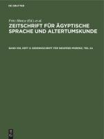 Gedenkschrift für Siegfred Morenz, Teil 2a