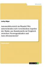 Automobilvertrieb im Wandel. Wie unterscheiden sich verschiedene Aspekte der Marke aus Kundensicht im Vergleich zwischen Neuwagenkäufen und Auto-Abonnements?