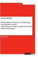 Welche Akteure können zur Schlichtung des Konfliktes um die "Zwei-Staaten-Lösung" zwischen Israel und Palästina beitragen?