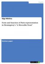 Form and function of Paris representation  in Hemingway¿s "A Moveable Feast"