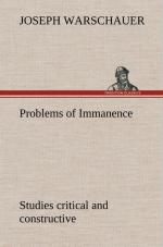 Problems of Immanence: studies critical and constructive