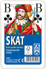 Ravensburger 27005- Skat, Franzoesisches Bild mit grossen Eckzeichen, 32 Karten in Klarsicht-Box