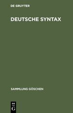 ISBN 9783110040159: Deutsche Syntax