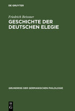ISBN 9783110069372: Geschichte der deutschen Elegie