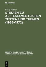 ISBN 9783110084993: Studien zu alttestamentlichen Texten und Themen (1966–1972)