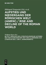 ISBN 9783110103762: Sprache und Literatur (Einzelne Autoren seit der hadrianischen Zeit und Allgemeines zur Literatur des 2. und 3. Jahrhunderts)