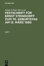 ISBN 9783110119855: Festschrift für Ernst Steindorff zum 70. Geburtstag am 13. März 1990