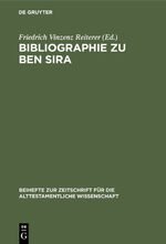 ISBN 9783110161366: Bibliographie zu Ben Sira