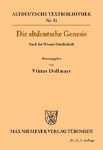 ISBN 9783110483086: Die altdeutsche Genesis – Nach der Wiener Handschrift