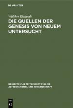 ISBN 9783110983623: Die Quellen der Genesis von neuem untersucht