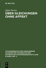 ISBN 9783111046624: Über Gleichungen ohne Affekt