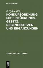 R. Sydow: Konkursordnung mit Einführungs R. Sydow: Konkursordnung mit Einführungs
