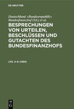 ISBN 9783111198989: Besprechungen von Urteilen, Beschlüssen und Gutachten des Bundesfinanzhofs / 1959