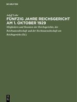 ISBN 9783111265018: Fünfzig Jahre Reichsgericht am 1. Oktober 1929