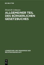 ISBN 9783112304976: Allgemeiner Teil des Bürgerlichen Gesetzbuches