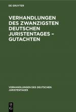 ISBN 9783112344071: Verhandlungen des Zwanzigsten Deutschen Juristentages – Gutachten