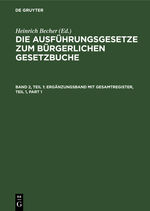 ISBN 9783112353813: Ergänzungsband mit Gesamtregister, Teil 1