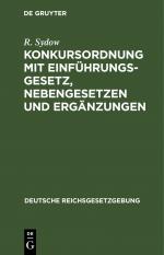 R. Sydow: Konkursordnung mit Einführungs R. Sydow: Konkursordnung mit Einführungs