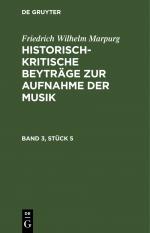 ISBN 9783112683590: Historisch-kritische Beyträge zur Aufnahme der Musik. Band 3, Stück 5