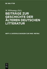 ISBN 9783112686317: Untersuchungen zur mhd. Metrik