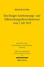 ISBN 9783161608872: Das Haager Anerkennungs- und Vollstreckungsübereinkommen vom 2. Juli 2019 – Eine systematische und rechtsvergleichende Untersuchung