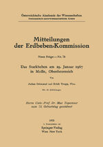 ISBN 9783211864449: Das Starkbeben am 29. Januar 1967 in Molln, Oberoesterreich