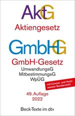 ISBN 9783423531238: Aktiengesetz, GmbH-Gesetz : mit Umwandlungsgesetz, Wertpapiererwerbs- und Übernahmegesetz, Mitbestimmungsgesetzen, EU-AbschlussprüfungsVO und Deutschem Corporate Governance Kodex