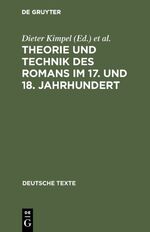 ISBN 9783484190160: Theorie und Technik des Romans im 17. und 18. Jahrhundert - II. Spätaufklärung, Klassik und Frühromantik