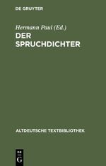 ISBN 9783484201101: Gedichte - Teil 1: Der Spruchdichter