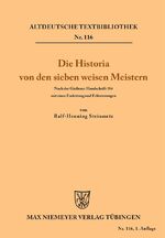 ISBN 9783484212169: Die Historia von den sieben weisen Meistern und dem Kaiser Diocletianus - Nach der Gießener Handschrift 104 mit einer Einleitung und Erläuterungen