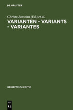 ISBN 9783484295223: Varianten - Variants - Variantes. Beihefte zu Editio; 22.