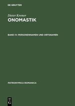 ISBN 9783484555174: Dieter Kremer: Onomastik / Personennamen und Ortsnamen