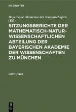 ISBN 9783486751963: Sitzungsberichte der Mathematisch-Naturwissenschaftlichen Abteilung... / Sitzungsberichte der Mathematisch-Naturwissenschaftlichen Abteilung.... Heft 1/1926