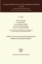 ISBN 9783531022451: Einfluß von Versetzungen auf die elektrolytische Auflösung von Kupfereinkristallen