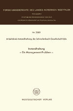 ISBN 9783531023830: Instandhaltung - Ein Management-Problem