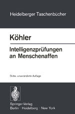 ISBN 9783540064091: Intelligenzprüfungen an Menschenaffen - Mit einem Anhang zur Psychologie des Schimpansen