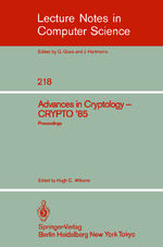 ISBN 9783540164630: Advances in Cryptology – Proceedings of CRYPTO '85