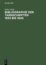 ISBN 9783598112249: Bibliographie der Tarnschriften 1933 bis 1945