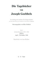 ISBN 9783598237386: Die Tagebücher von Joseph Goebbels. Aufzeichnungen 1923-1941 / April - November 1940