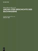 ISBN 9783598248276: Archiv für Geschichte des Buchwesens / 1988