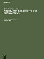 ISBN 9783598248306: Archiv für Geschichte des Buchwesens / 1989