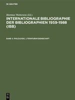 ISBN 9783598337390: Internationale Bibliographie der Bibliographien 1959-1988 (IBB) / Philologie, Literaturwissenschaft