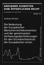 ISBN 9783631587195: Die Bedeutung der Europäischen Menschenrechtskonvention und der gemeinsamen Verfassungsüberlieferungen für den Grundrechtsschutz der Europäischen Union