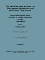 ISBN 9783662405369: Über das dielektrische Verhalten von Niederspannungskondensatoren mit geschichteter Papierisolation