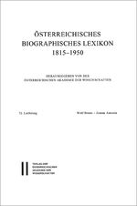 ISBN 9783700190400: Österreichisches Biographisches Lexikon 1815-1950 / Österreichisches Biographisches Lexikon 1815–1950 - 72. Lieferung: Wolf Bruno – Zeman Antonín