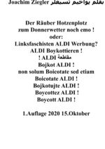 ISBN 9783753109305: Der Raeuber Hotzenplotz zum Donnerwetter noch emo ! oder: Linksfaschisten ALDI Werbung? ALDI Boykottieren !: ! ALDI Bojkot ALDI ! non solum ... ALDI ! Boycottez ALDI ! Boycott ALDI !