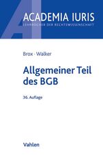 ISBN 9783800639762: Allgemeiner Teil des BGB Brox, Hans und Walker, Wolf-Dietrich